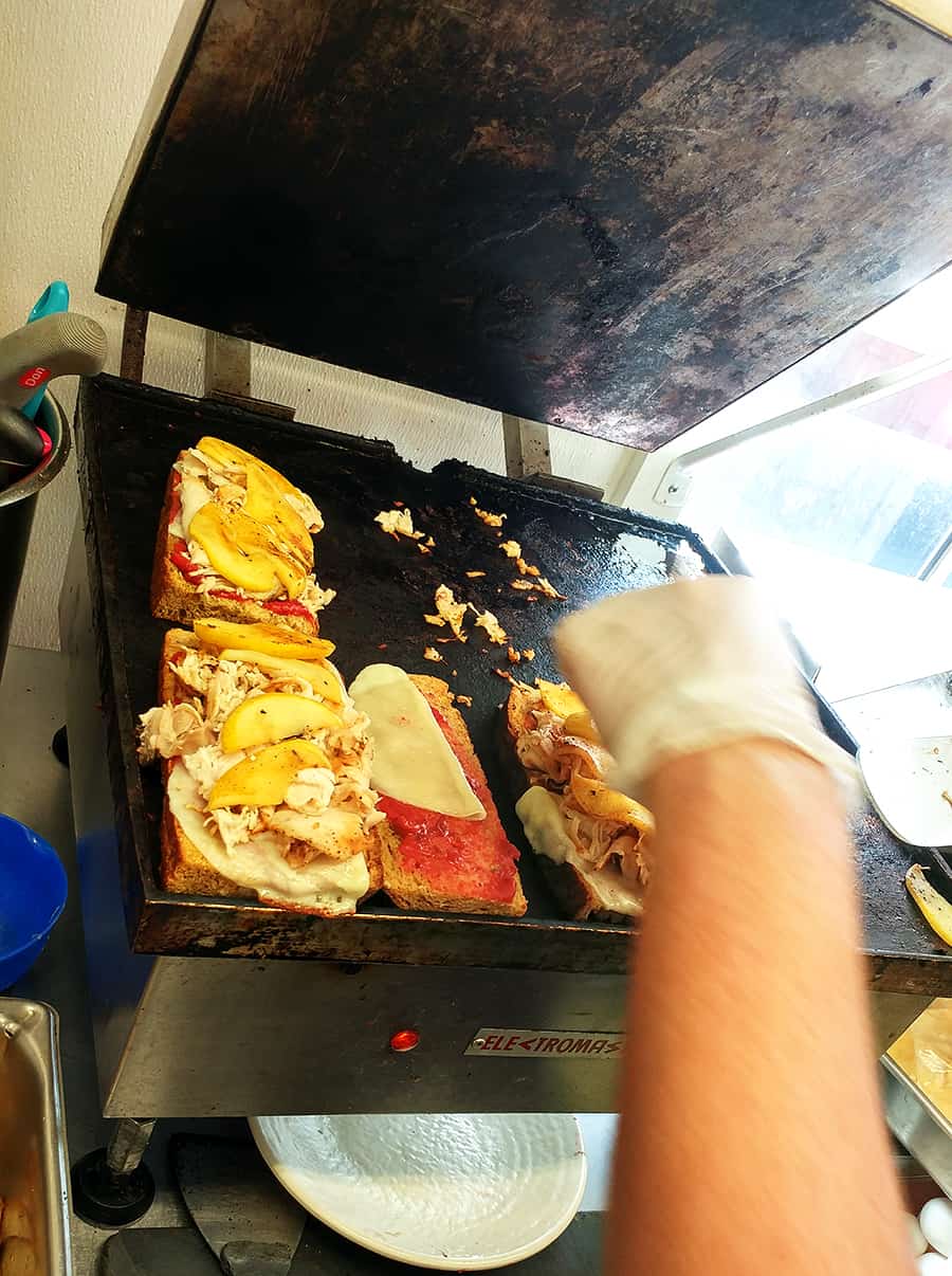 Hot Shot Bakery & Cafe's panini maker in their kitchen, St. Augustine Florida