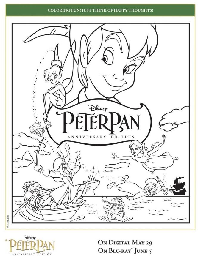 Peter Pan Think Happy Thoughts Colouring Sheet